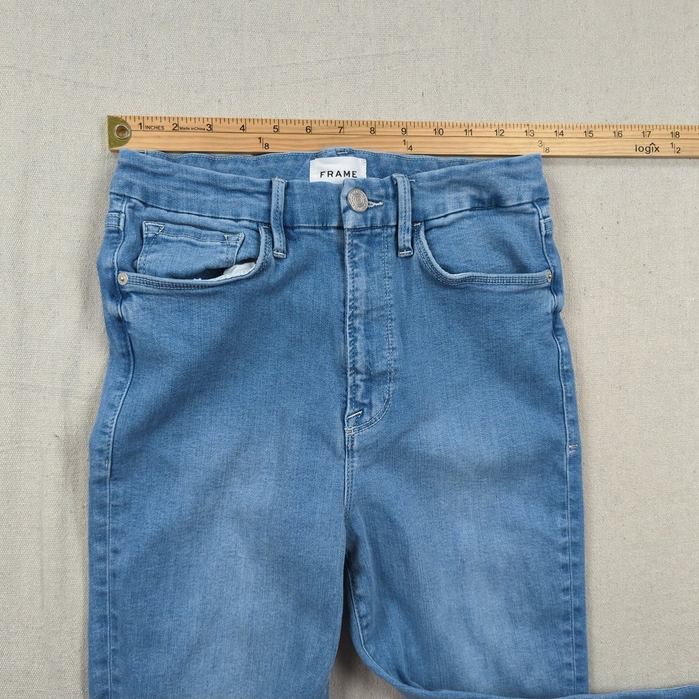 Frame Jeans Womens 28 Blue Le Super High Mini Boot Cut Stretch Split Cuff - Picture 8 of 16